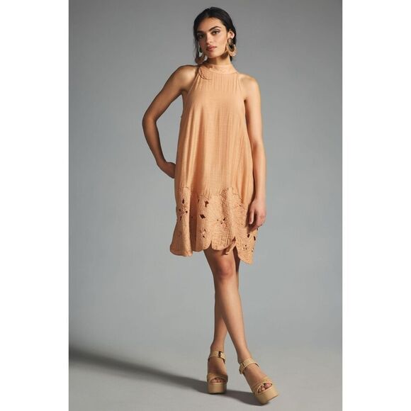 Anthropologie Floral Cutwork Halter Dress XS NEW - Picture 1 of 4